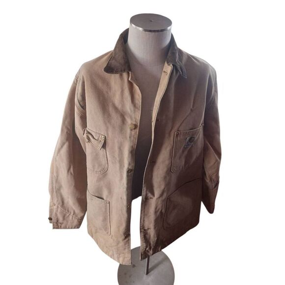 Vintage carhartt Blanket lined Chore coat sandstone Detroit style extra large no - Picture 1 of 3